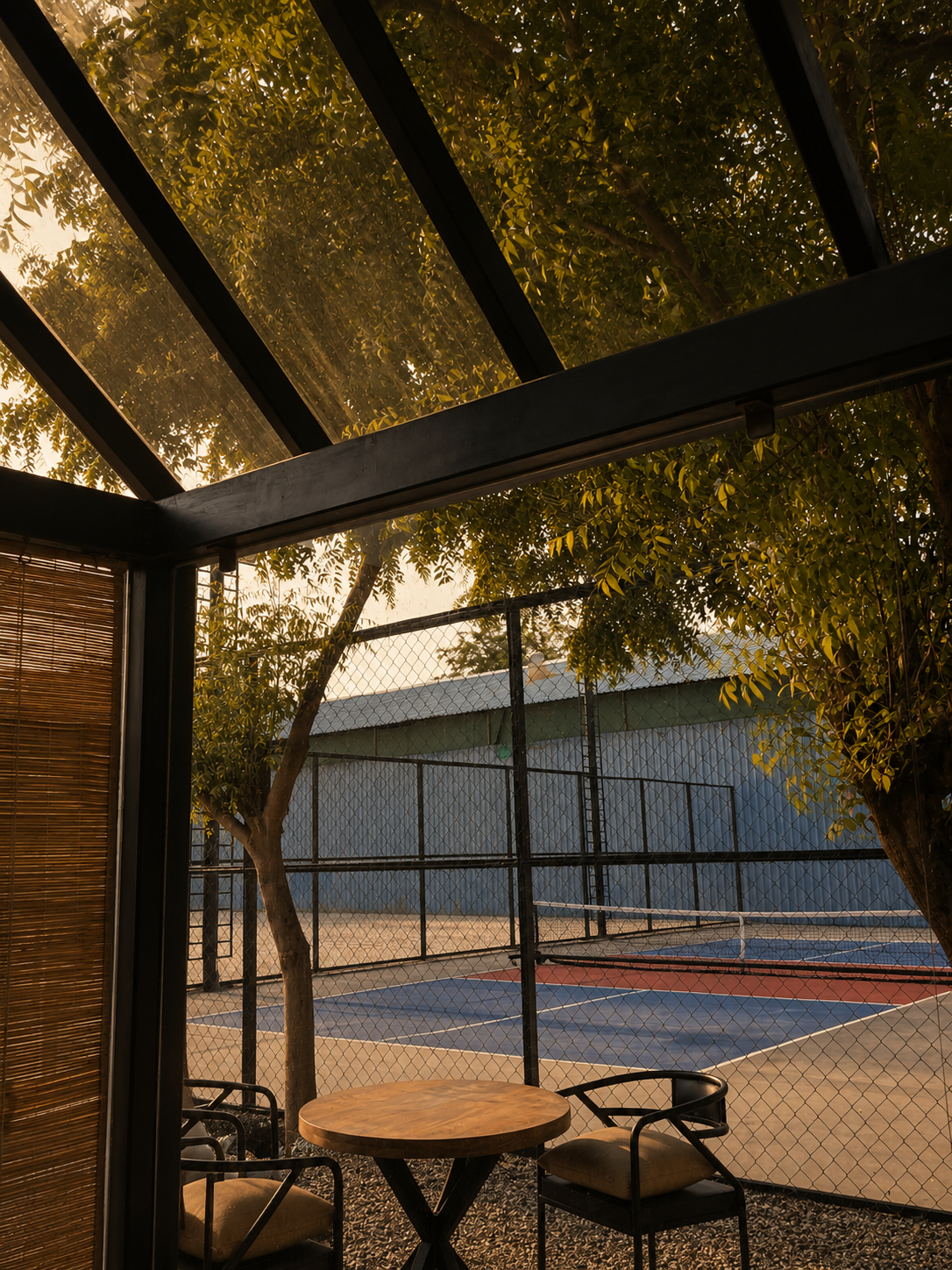 The Backyard cafe and courts — featured on Inside Amdavad