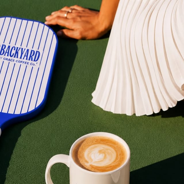 Backyard branded pickleball paddle and coffee